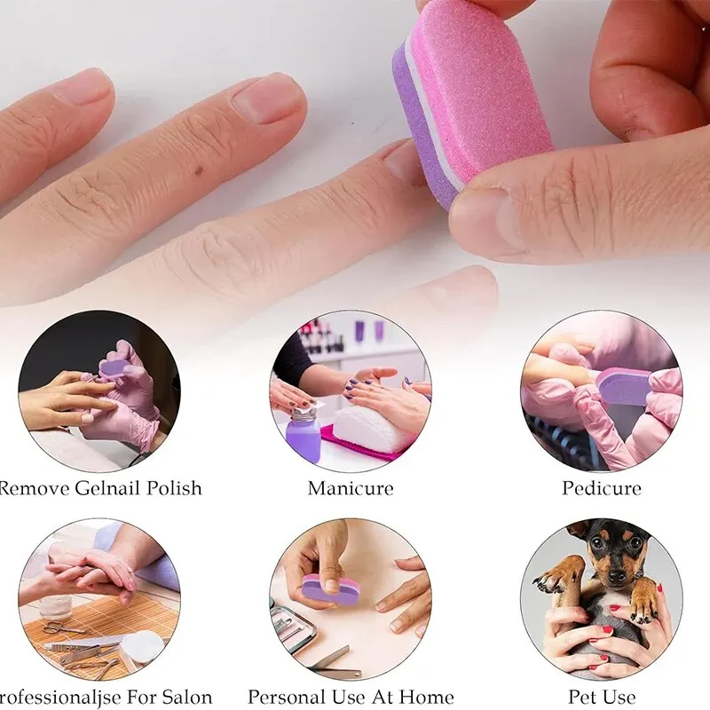 50 Pcs Mini Nail Files Block 100/180 Grit Sponge Buffers for Acrylic Nails Buffing Block Double Sided DIY Salon Manicure Tools
