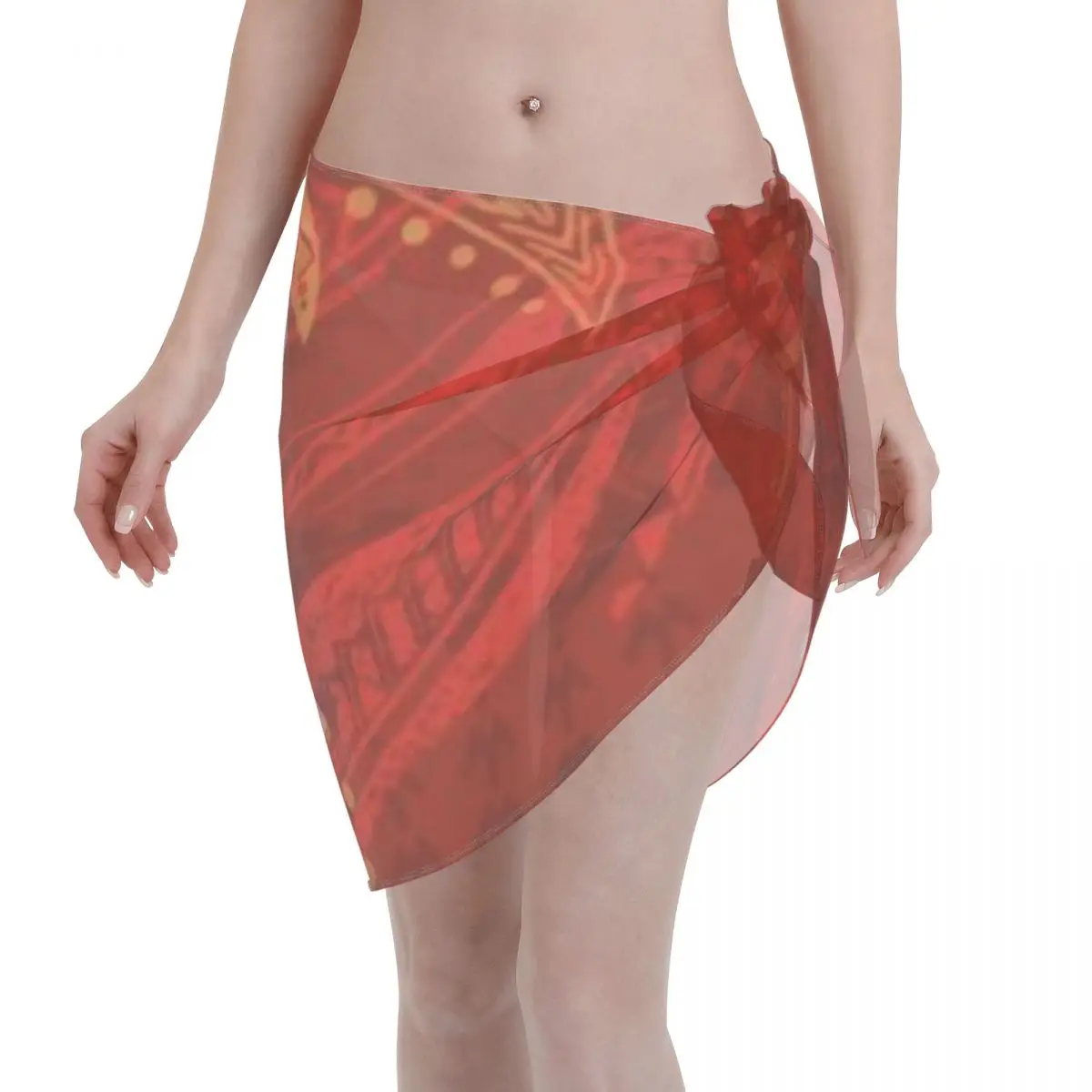 Promotion Hawaiian Tribal Red Dress Print Women's Beach Wrap SkirtSpring Break Travel Beach Pareo Wrap