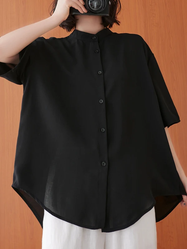 

Женские летние повседневные свободные модные круглые брюки из ледяного шелка больших размеров Ne f Sve irt, закрывающие живот, модные рукава для поездок на работу