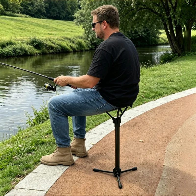 Portable Foldable Tripod Stool Adjustable Height Telescopic Fishing Chair Lightweight Collapsible Camping Seat Heavy Duty 3 Legs