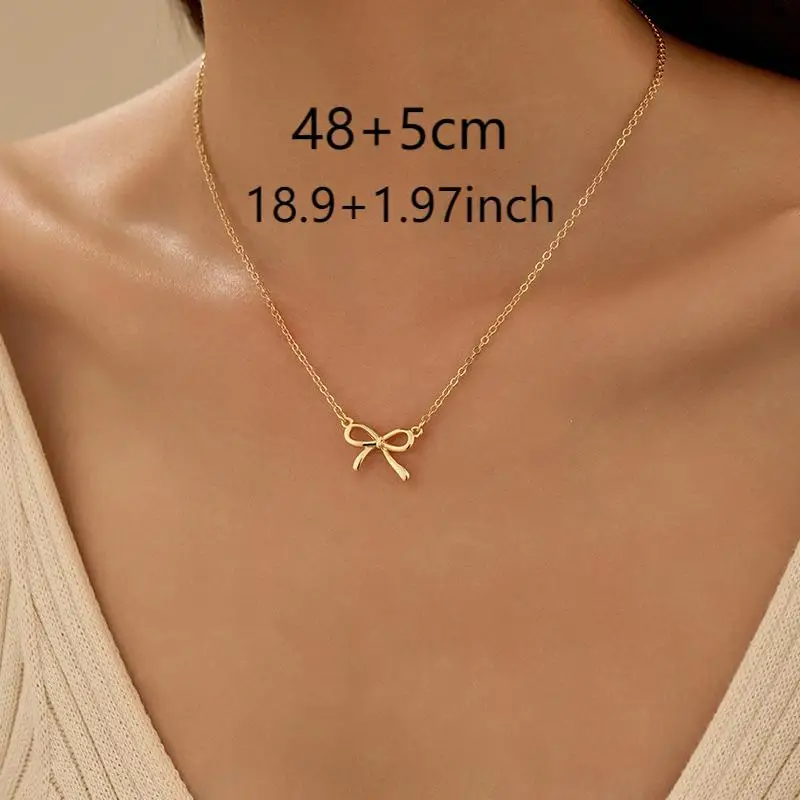 قلادة أنيقة على شكل فيونكة على شكل عقدة على شكل فيونكة مناسبة لعيد الحب وحفلات الزفاف والحفلات ومجوهرات الارتداء اليومي