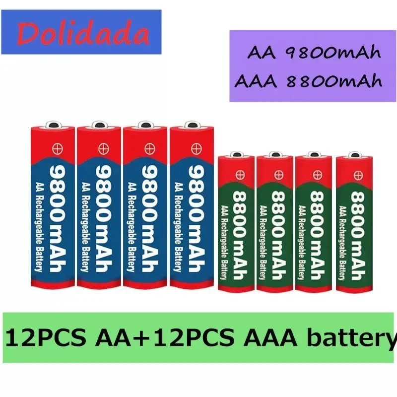 

New1.5V rechargeable battery original battery AA 9800mAh+AAA 8800mAh, alkaline technology for clocks, toys, cameras, shavers