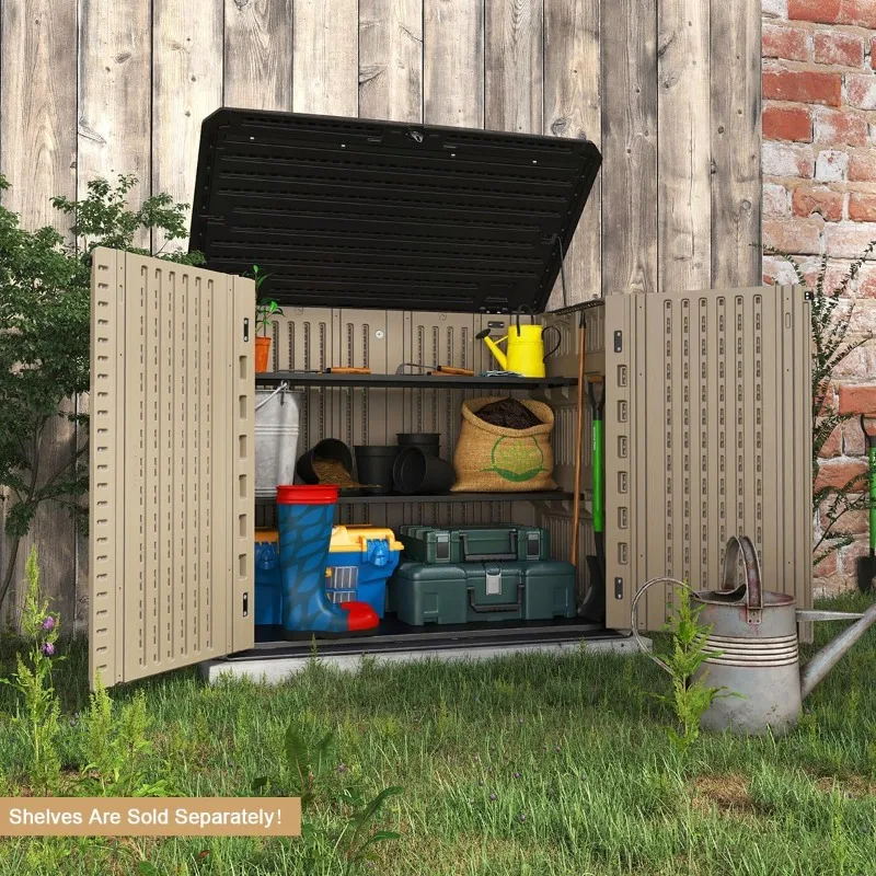 KINYING Outdoor Storage Shed - Horizontal Storage Cabinet Waterproof for Garden, Patio, Backyard