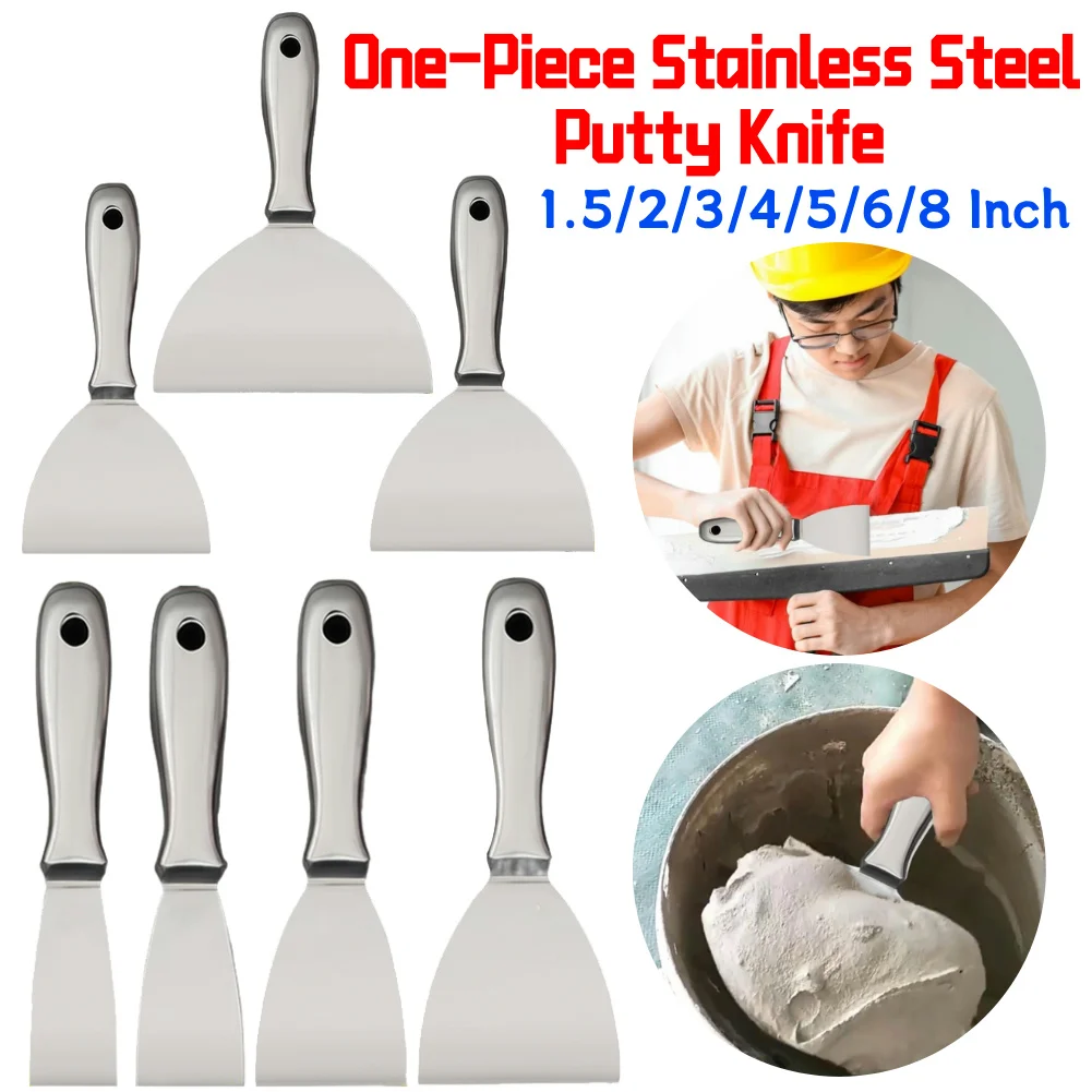 

High Quality Stainless Steel Paint Scraper Tool 1.5~8 Inch for Applying Filling Smoothing Ideal for Tiles Walls Home Decoration
