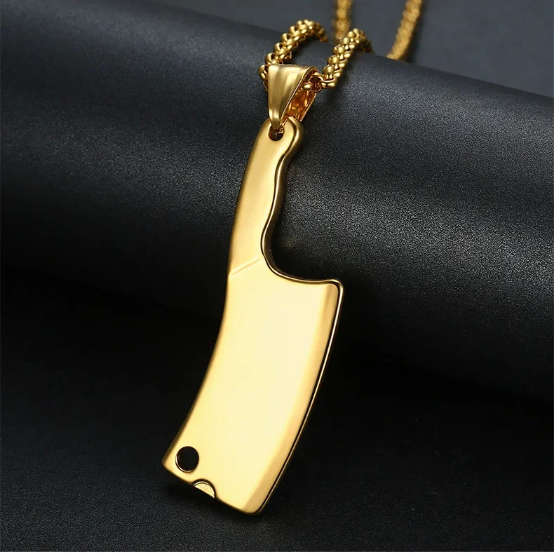 Stainless Steel Kitchen Knife Pendant Stainless Steel Men's Necklace