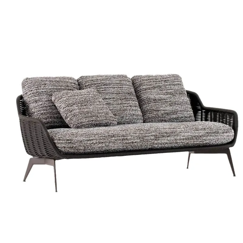 

Nordic outdoor courtyard garden rattan teak sofa open-air balcony villa waterproof sunscreen rattan chair coffee table