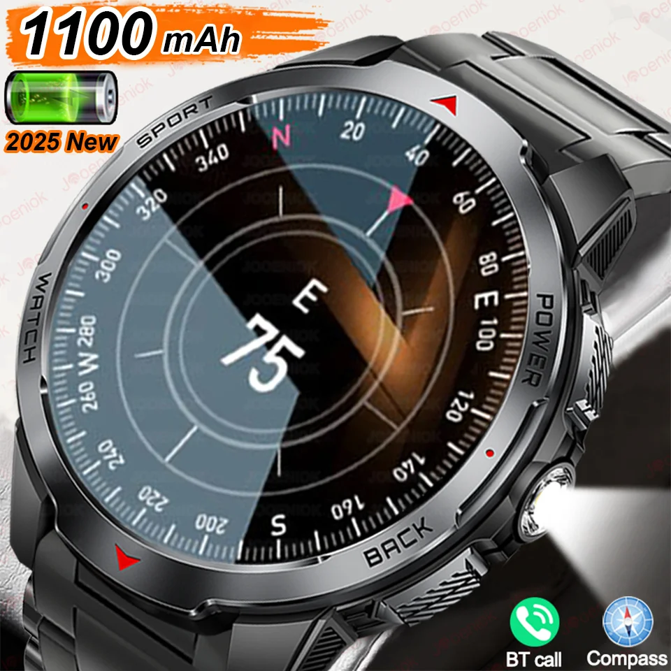 

1100mAh Super Capacity Battery Military Outdoor Smart Watch Men Compass 1.7inch Screen Bluetooth Call 3ATM Waterproof SmartWatch