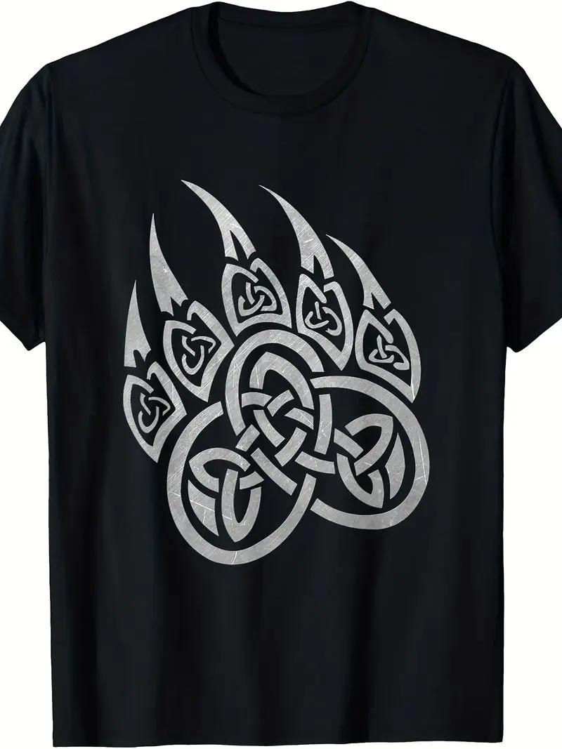 Viking Bear Paw Tribal Celtic Knot T-Shirt Same Style For Men And Women 2025 Summer Short-Sleeved Printed T-Shirt Pure 220G Top