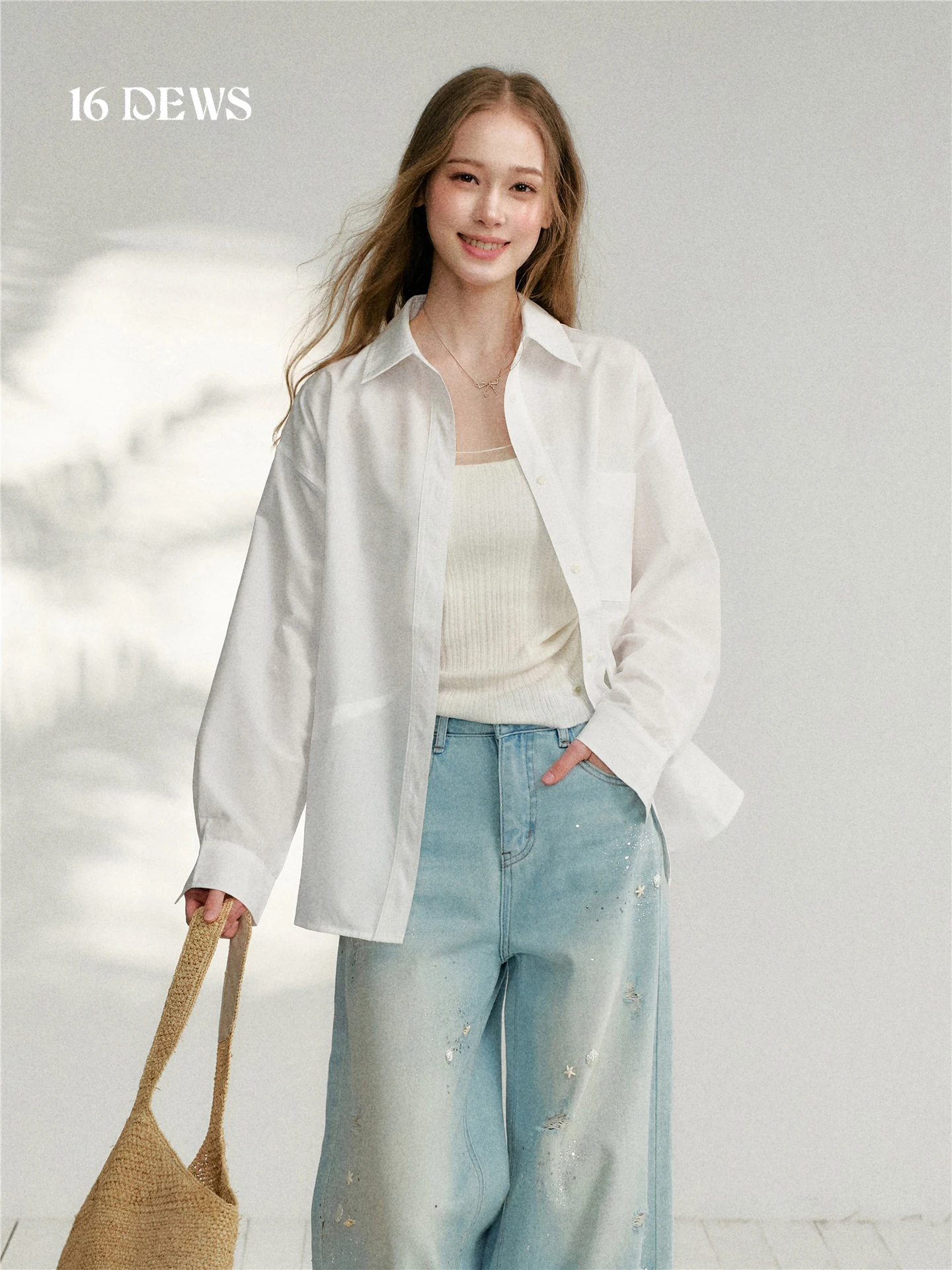 

16DEWS Deconstructed Two-Way Wear Color Casual Shirt Design Sense Commute Simple Leisure Versatile Layering Personality...