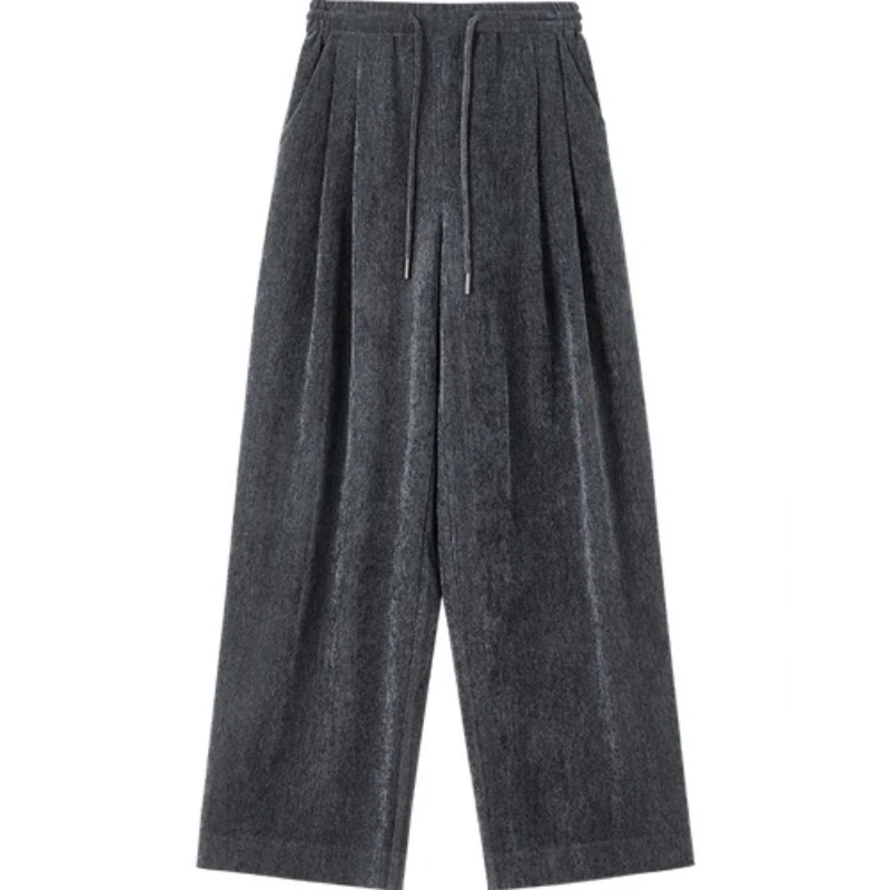 SENTUBILA Women's Wide Leg Pants 2025 Autumn High Waist Drawstring Loose Fit Pleated Trousers Warmth Casual Bottoms 153K80362