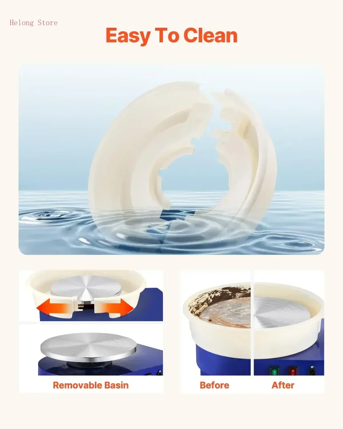 

[XMSJ]14in Pottery Wheel for Adults Beginners, 0-6in Height-Adjustable, 450W Pottery Forming Machine 60-300RPM Electric Ceramic
