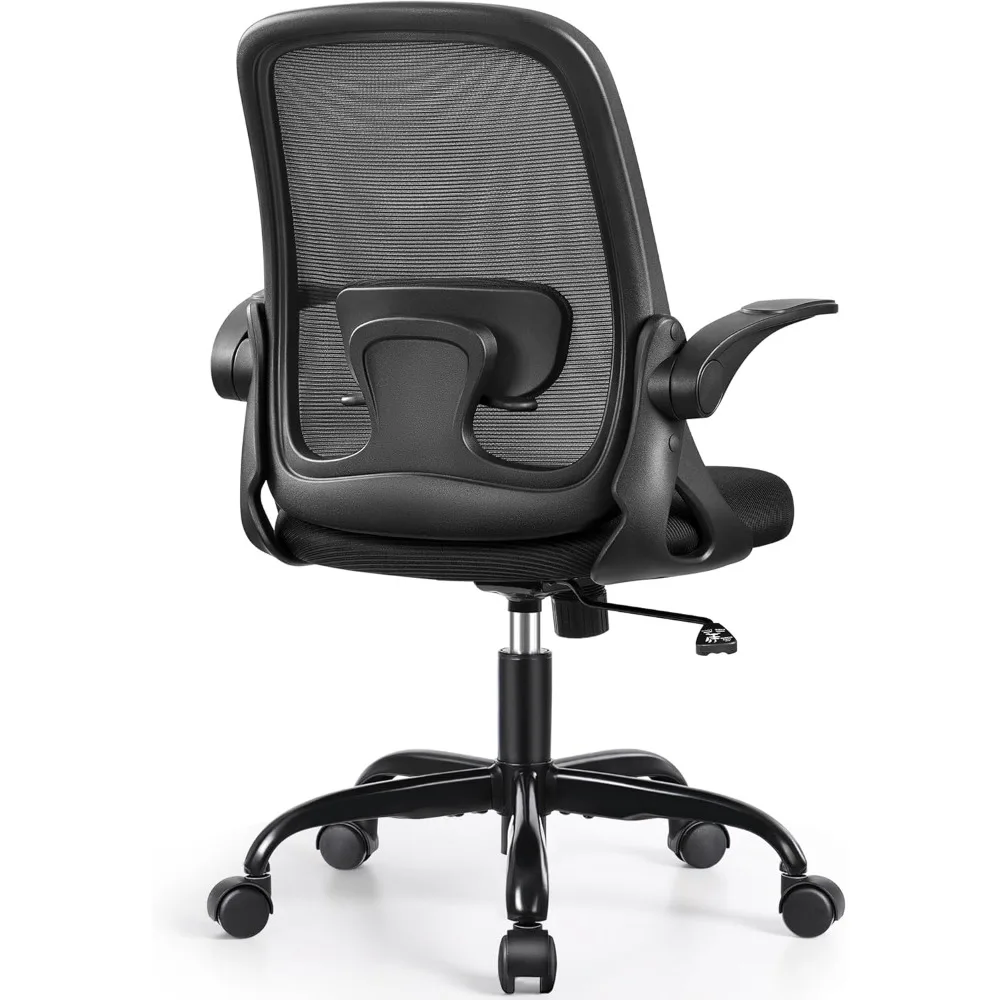 Chaises de Bureau Ergonomiques avec Support Lombaire et Bras Rabattables, Chaise de Direction Confortable en Maille Respirante pour Ordinateur