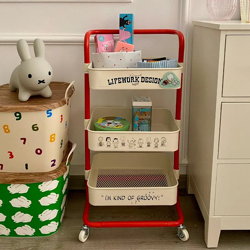 Mobile Storage Cart - Multilayer Rolling Shelf for Bedroom/Living Room (Snack Organizer, Heavy-Duty, Space-Saving, Easy Move
