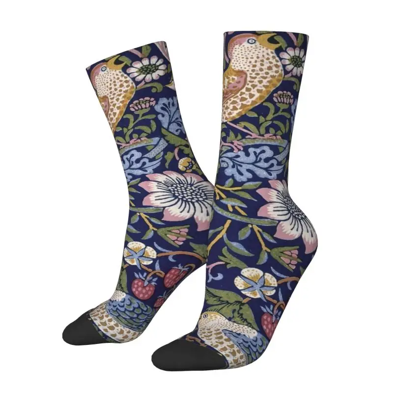 

Custom Novelty Mens William Morris Strawberry Thief Design Dress Socks Unisex Breathbale Warm 3D Print Floral Pattern Crew Socks
