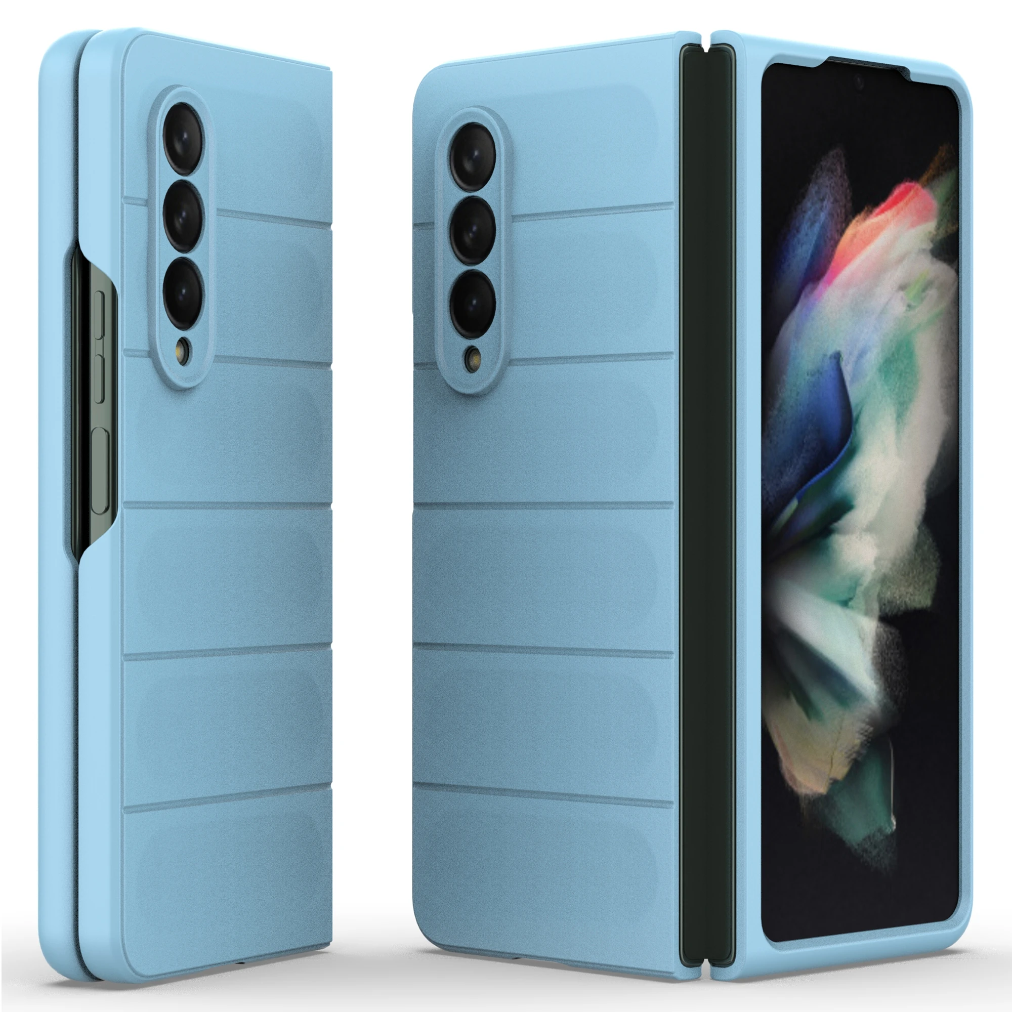 

For Samsung Galaxy Z Fold3 5G Hard PC Phone Case Anti Scratch Protection Folding Cover - Baby Blue