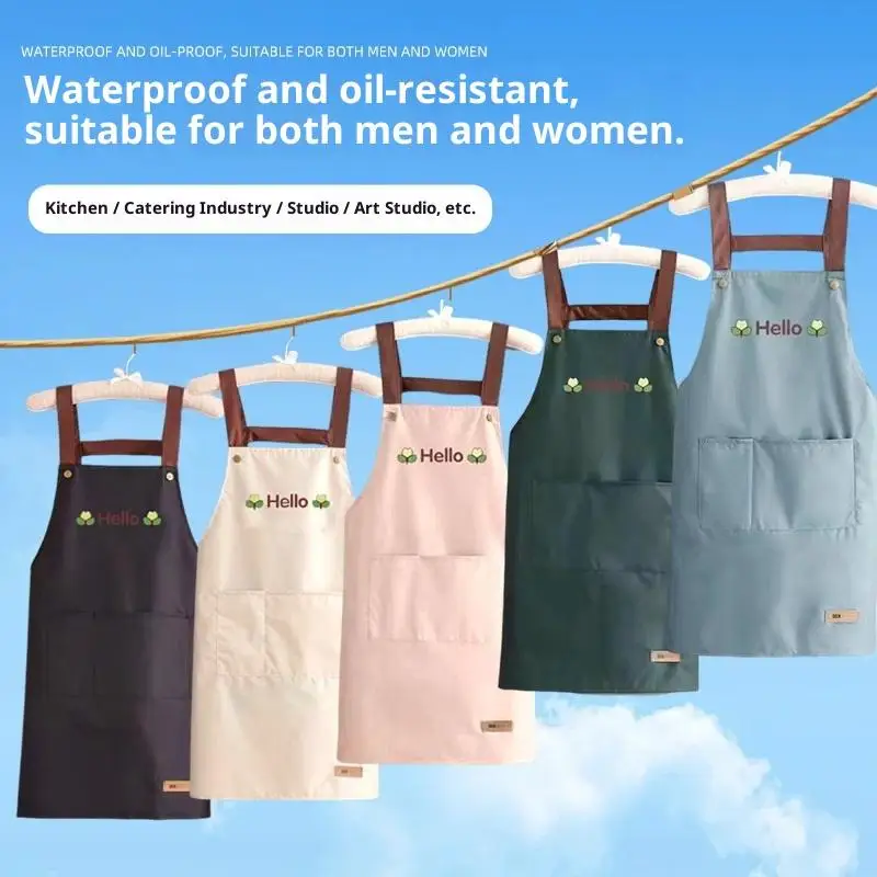 

Kitchen Apron Waterproof Oil Proof Convenient Pocket Chef Cooking Apron Men Women Barista Manicurist Work Aprons Waiter UniformW