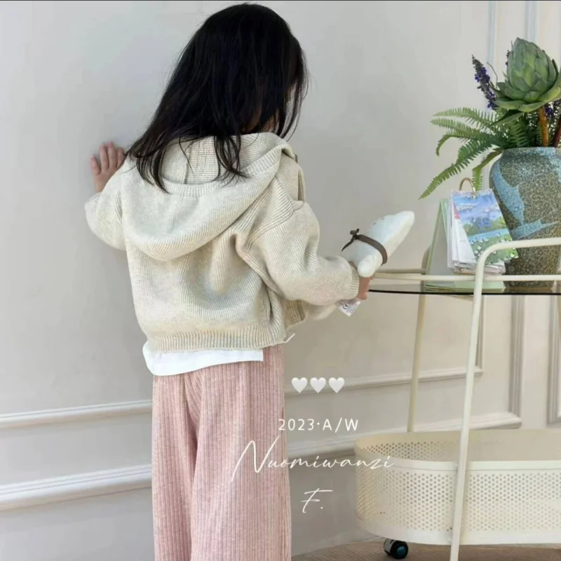 Girl's Cardigan Sweater Autumn New Children Fashionable Sweater Baby Girl Spring and Autumn Coat Small Children's Clothing Tide