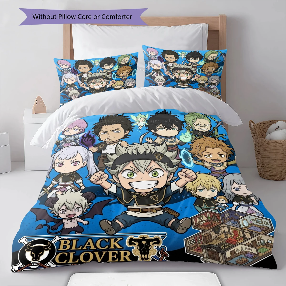 Black Clover Duvet Cover Soft Comfortable, Children Bedding Set Gift, Multiple Sizes -HE68