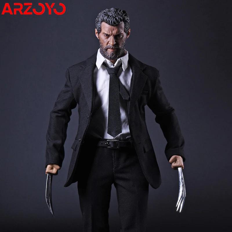 Copycat 1/6 Scale Old Logan Black Suit Wolf Claw Hugh Jackman Head Sculpt Model Fit 12-inch Male Soldier Action Figure Body