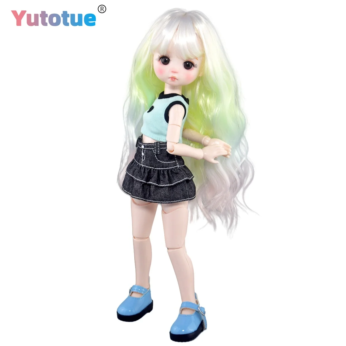 

YUTOTUE 30cm Height Girl Doll with Colorful Curly Hair Wig Fashion Outfits Full Set BJD Child Toy Lifelike