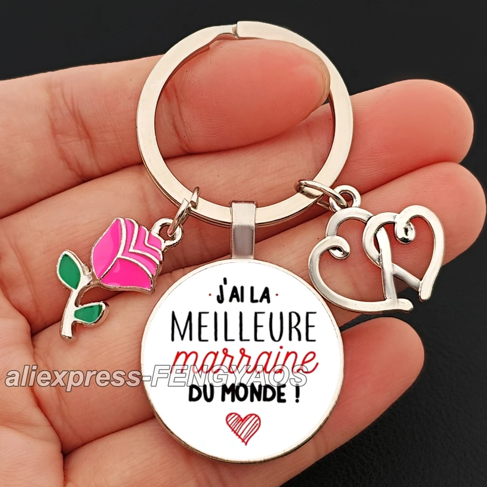 French Best Godmother in World Keychain I Love My Godmother Keyring Gifts for Marraine Gift in French for Mother's Day