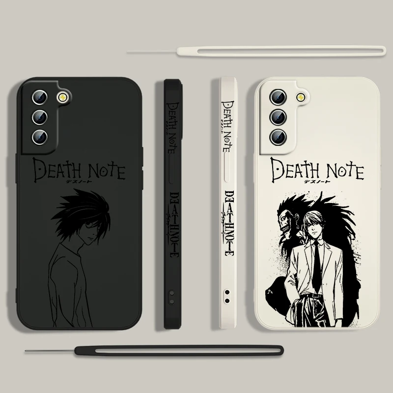 Death Note Yagami Light L Phone Case For Samsung Galaxy S24 S23 S22 S21 S20 Pro FE Plus Ultra Liquid Left Rope Cover