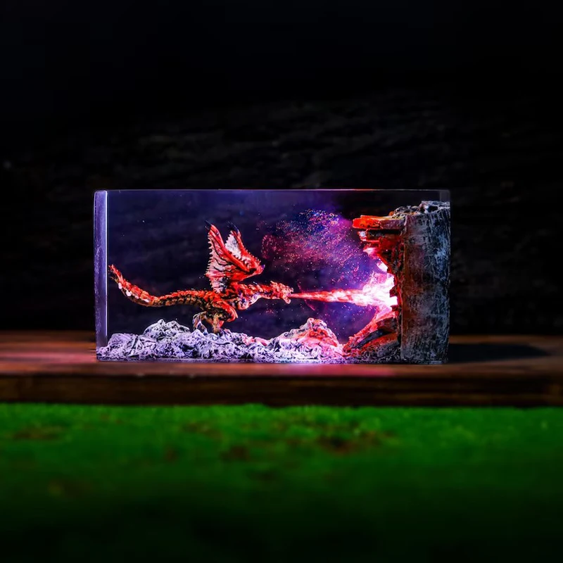 Anger Dragon Explosion Attack Organism Resin Table Light Creactive Art Decoration Lamp Si-fi Magic Theme Night Light USB Charge