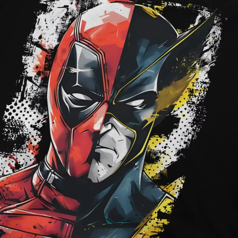 2025 فريق متحولة تي شيرت الرجال ديزني مارفل ديدبول ولفيرين مجنون تي شيرت طاقم الرقبة قصيرة الأكمام تي شيرت ملابس الكبار