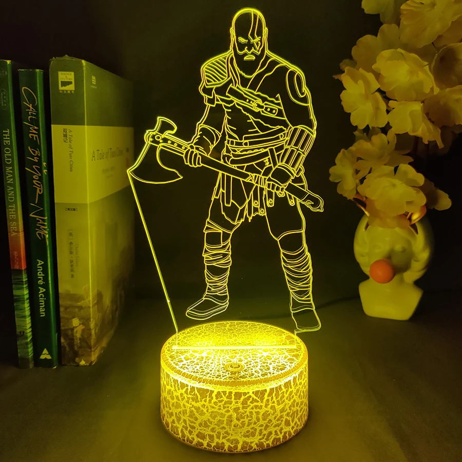 Game God Of War 4 Kratos 3D LED Neon Night Light Bedroom Bedside Decoration Birthday Gift for Friend God Of War 4 Fans Lava Lamp