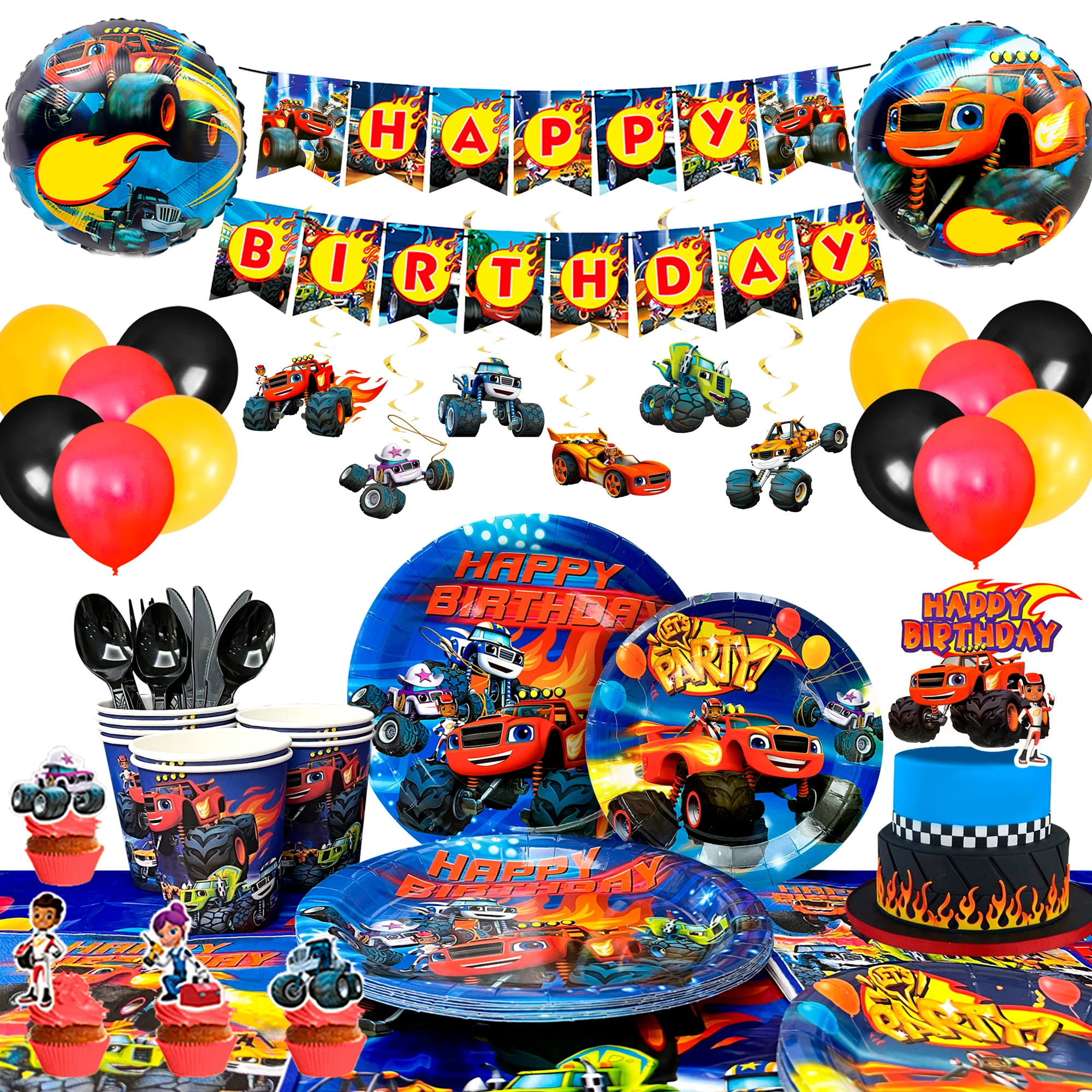 Blaze Birthday Party Supplies,119pcs Blaze and The Monster Machines Party Supplies Blaze Party Decorations for Boys Kids