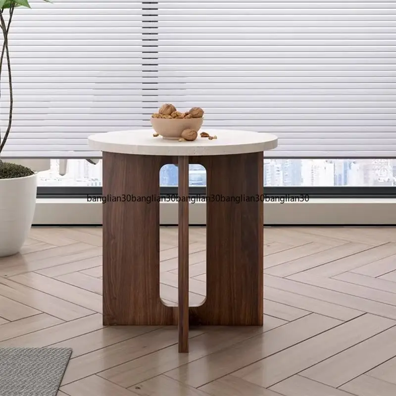 الرياح الصامتة طاولة القهوة الصغيرة طاولة جانبية غرفة المعيشة المنزلية شقة القرون الوسطى أريكة خشبية صلبة غرفة نوم طاولة مستديرة صغيرة #5