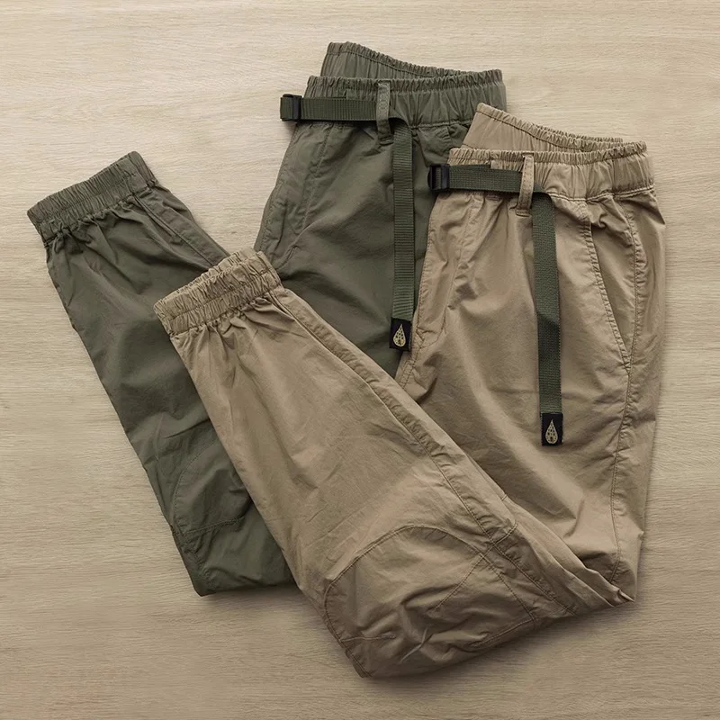 Men's Snap Button Thin Casual Pants Fashion Solid Color Summer/Autumn Loose Cargo Pants Outdoor Jogger Pants