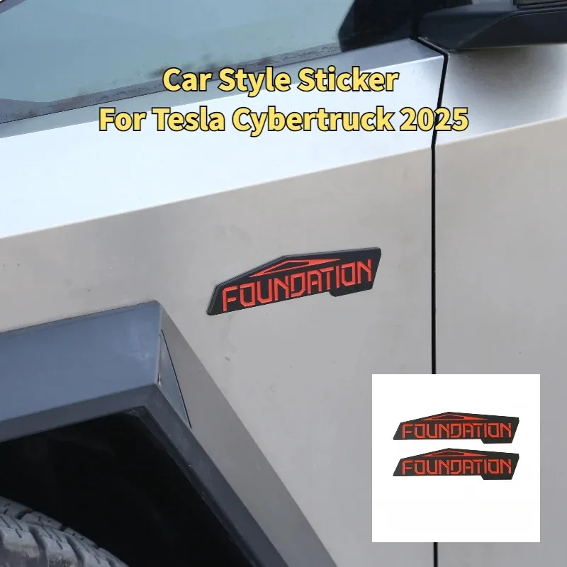 2PCS for Tesla Cybertruck 2024-2026 Car Style 3D Sticker Original Edition Foundation Limit Label Decoration Car Accessories