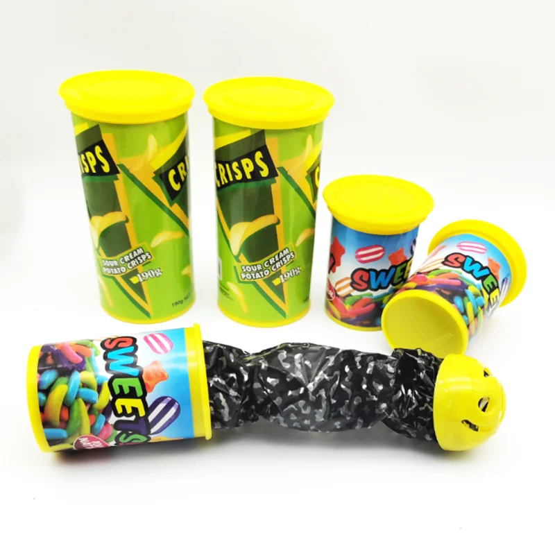 

April Fool's Day Fun Potato Chips Creative Teasing Toy Shocking Candy Box Bounce Snake Bucket Trick Supplies