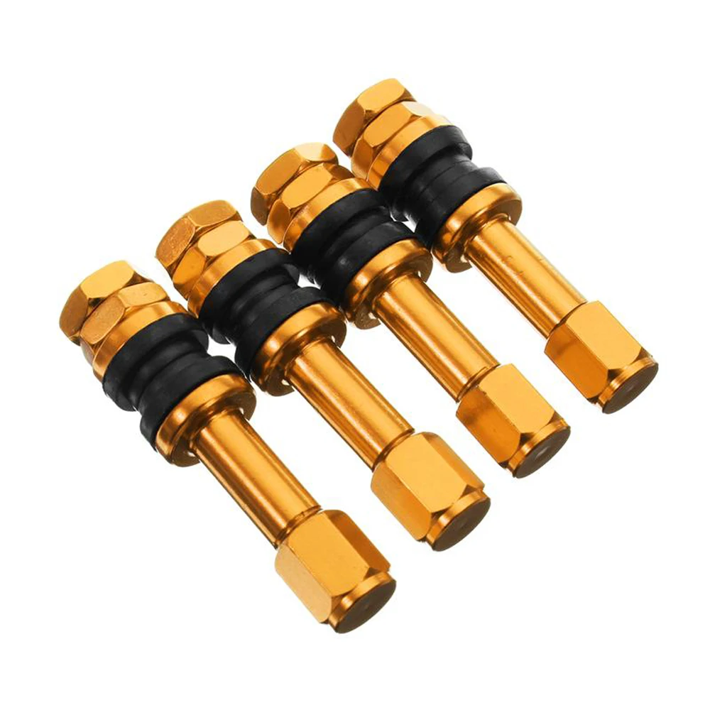 Metal Black High Pressure Tubeless Bikes Motorcycles Tire Valve Stems Bolt-in TR48E Valves Dust Caps