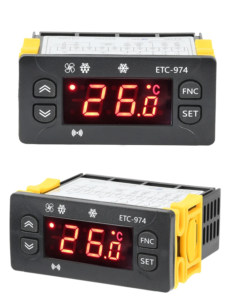 ETC-974 Intelligente Digitale Display Temperatuurregelaar DC12V/24 V AC110V/220 V Nauwkeurige Aanpassing Compressor/Frost/Ventilator - afbeelding 2