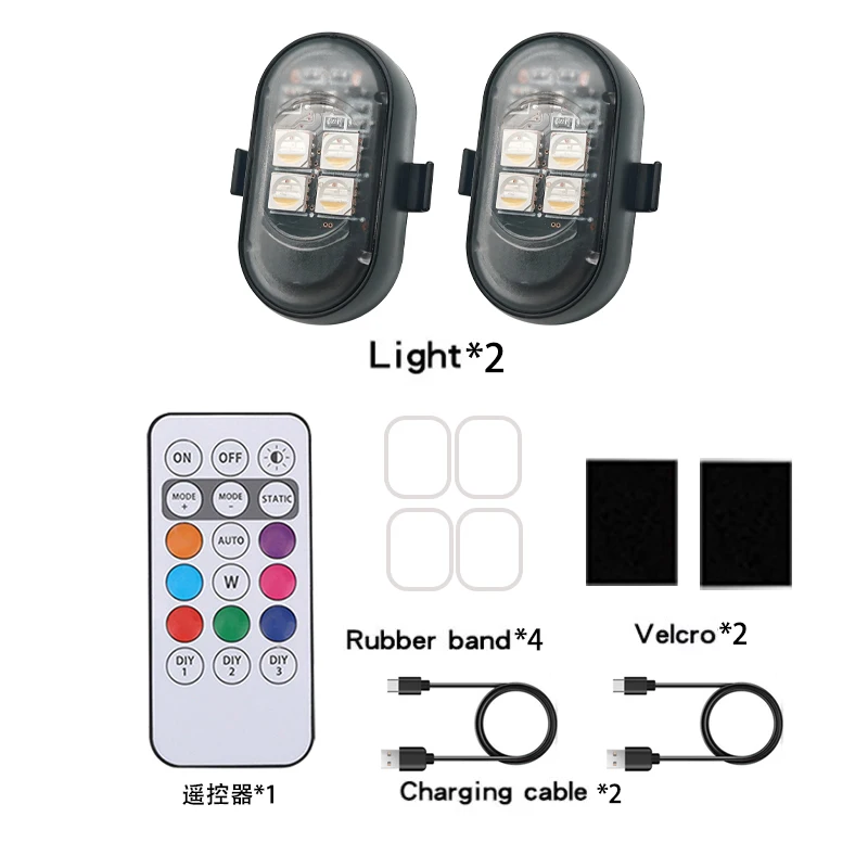 RGB Led Auto Strobe Lights Motorcycle LED Flash Positie Draadloos Licht Vliegtuigen Vliegtuig Helikopter Waarschuwingslichten Accessoires