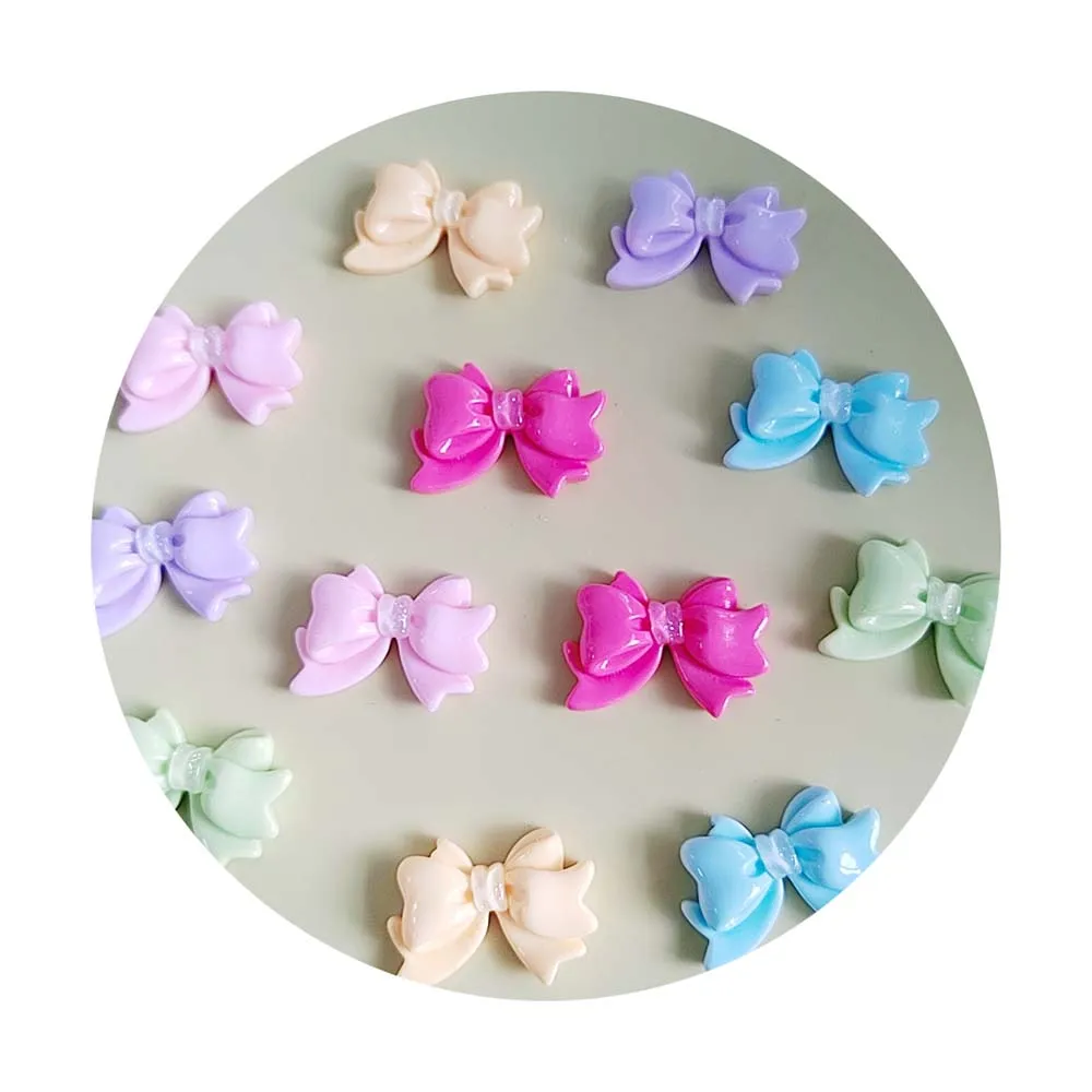 Cartoon Colorful Bowknot Charms Flatback Resin Pendant DIY Necklace Earrings for Jewelry Making Accessories