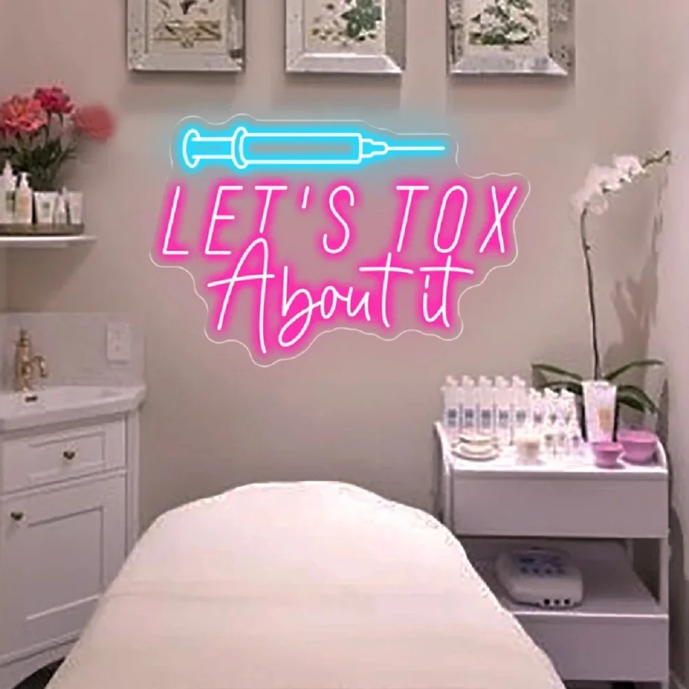 Custom Neon Sign Let's Tox about it,Beauty Salon Welcome Sign board  Botox Neon Sign Make up Beauty Room Decoration Botox Art