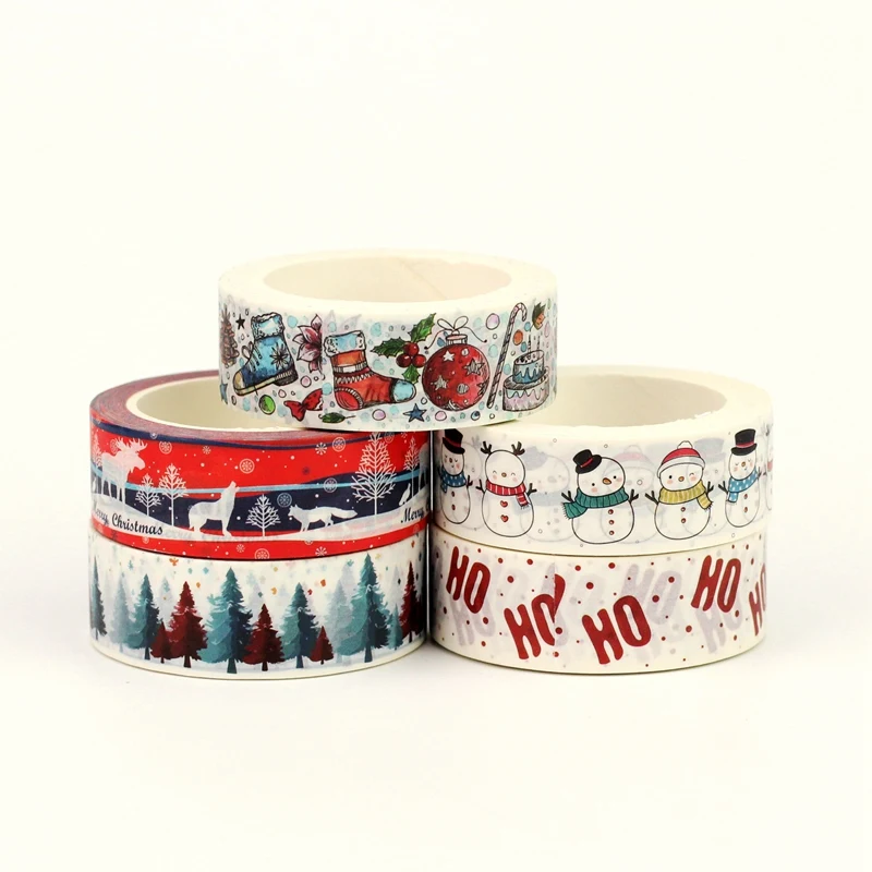 2025 NEW 1PC 10M Christmas Trees Snowman HO HO Deer Hat Star Washi Tape Set for Scrapbooking Masking Tape Cute Jounal Stationery