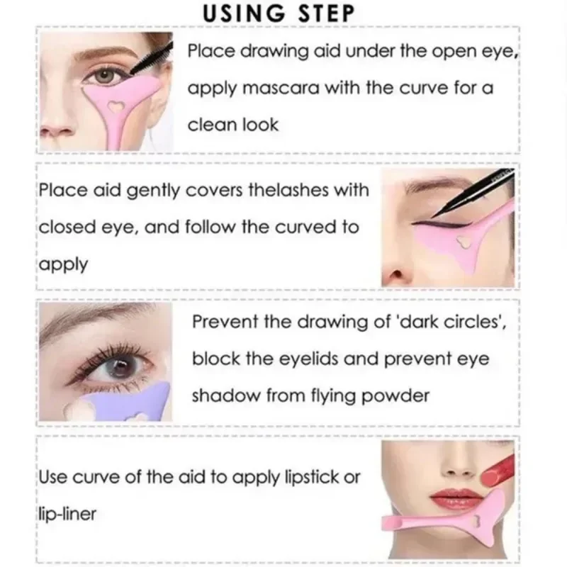 Outil de maquillage en Silicone 4 en 1, pour crème pour le visage, cuillère, Eyeliner, pochoirs pour cils, Application de rouge à lèvres