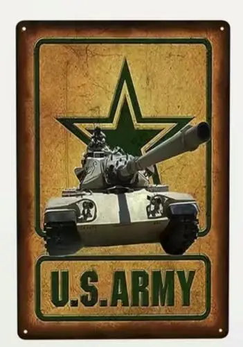 ARMY MILITARY METAL TIN SIGN ARMY TANK MILITARY SIGN TANK WITH STAR GARAGE ART sign