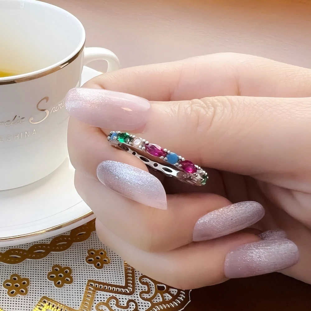Colorful Stones Royal Ring,Europe Style Bridal Sets Glam Fashion Jewelry For Women Gift In 925 Sterling Silver