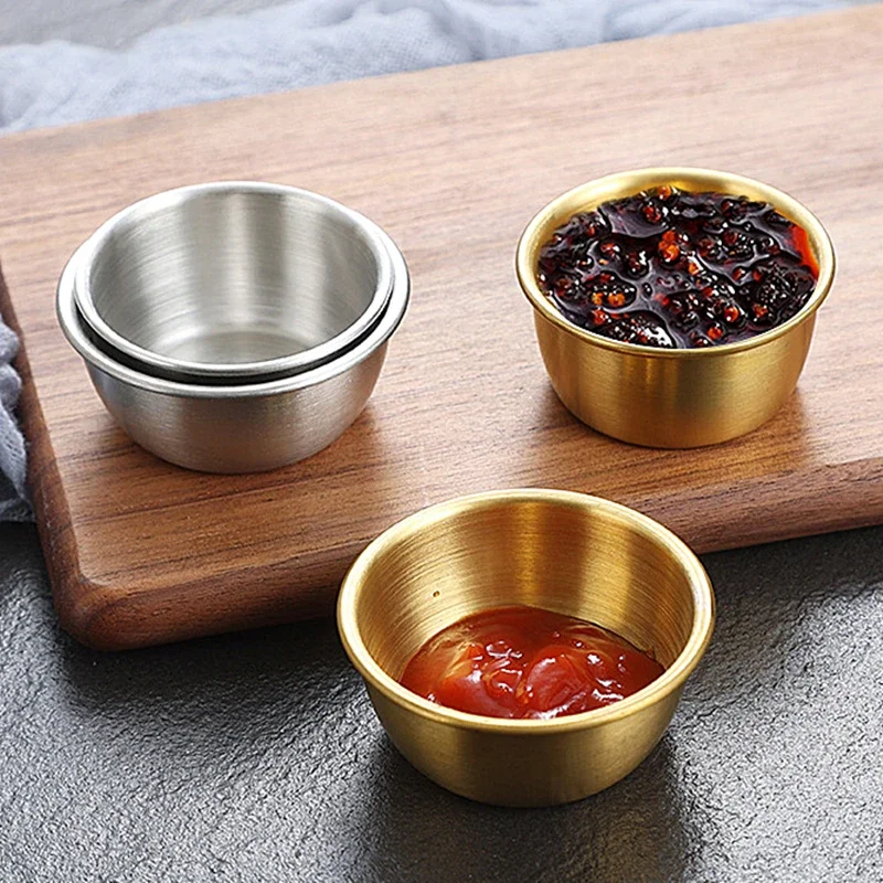 Korean cutlery 304 stainless steel small bowl, golden Western food seasoning, salad, tomato sauce plate