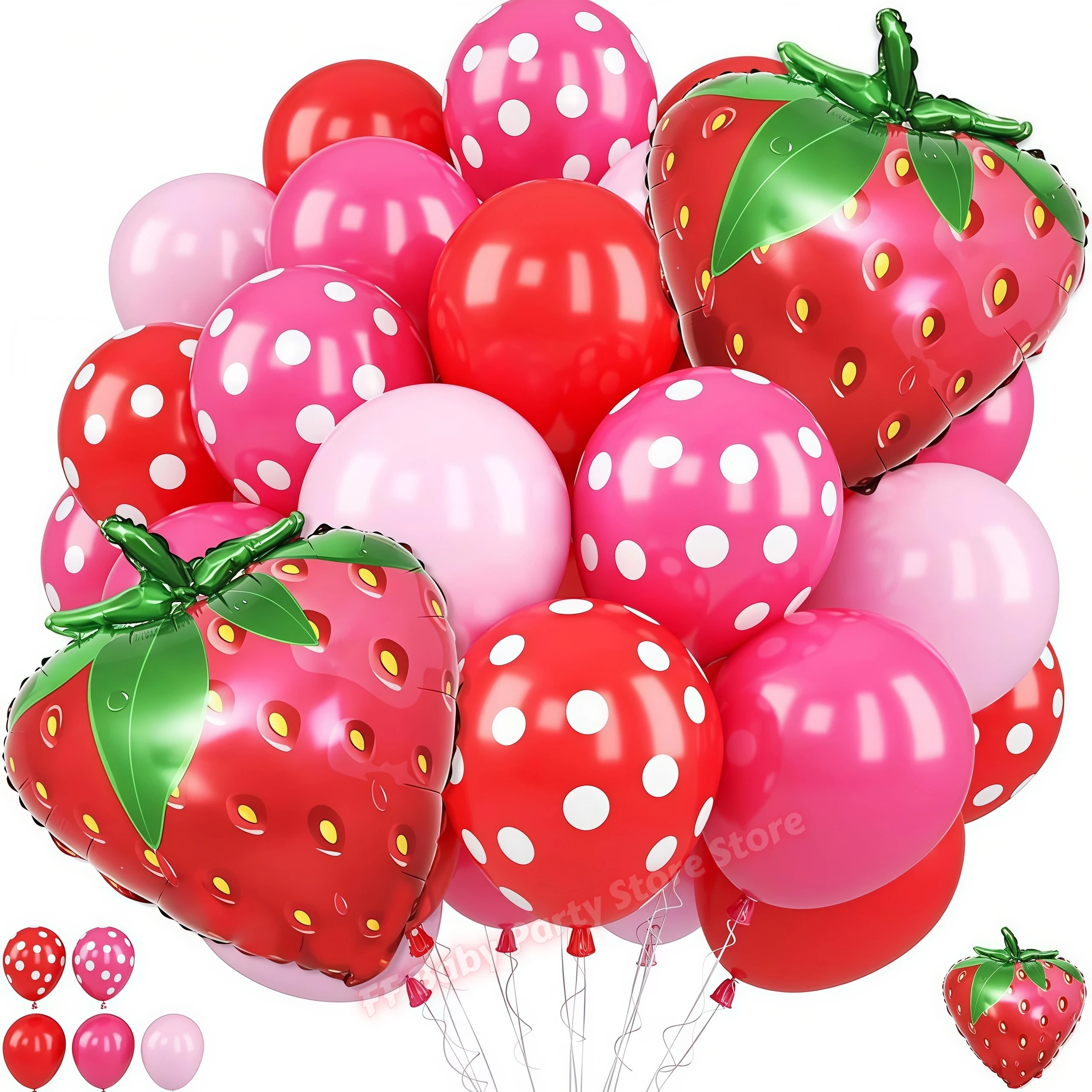 Erdbeer-Shortcake-Themenbanner, Ballon- und Kuchendekorationsset für Geburtstagsfeiern, Mädchen-Geburtstagsparty-Dekoration – Detail 6
