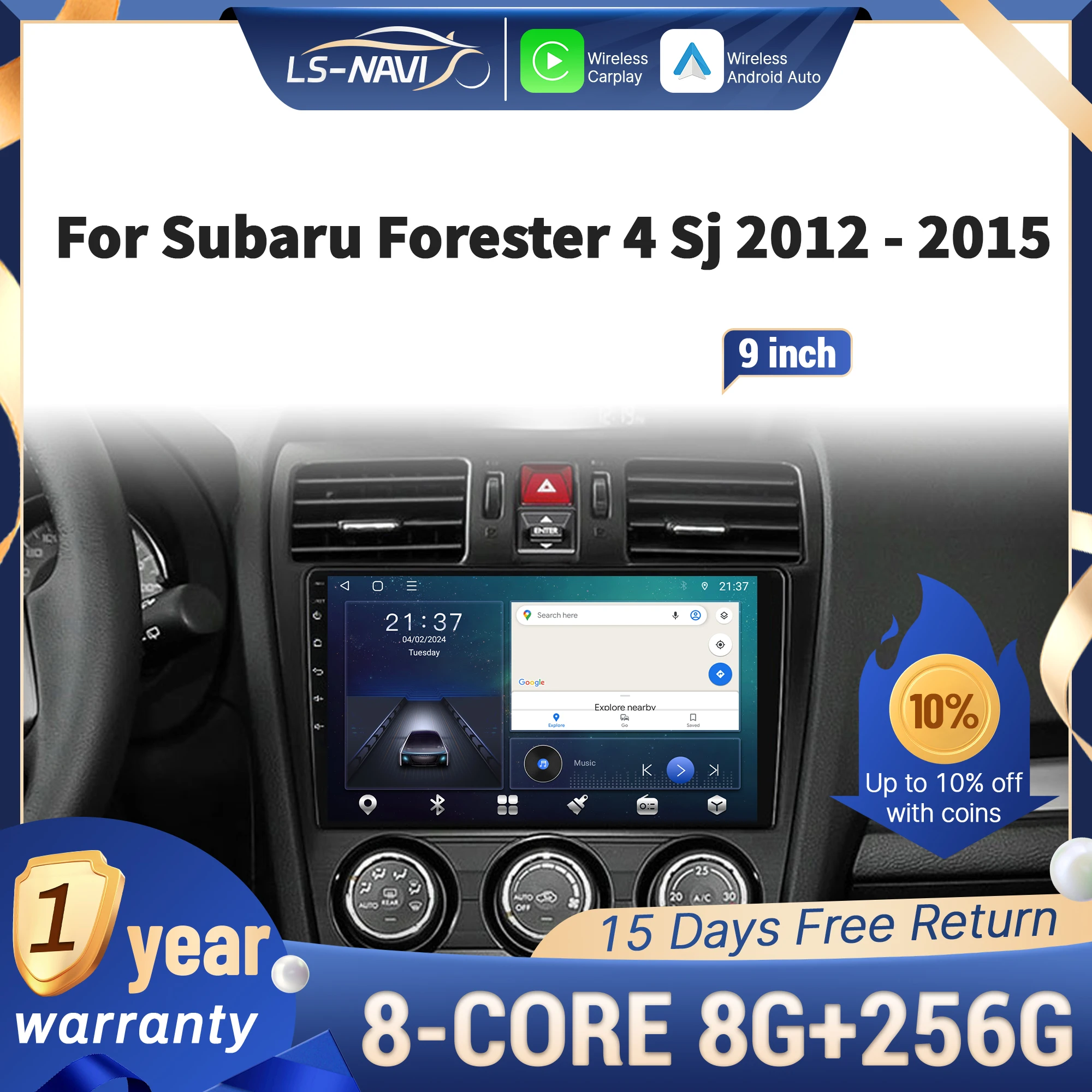 لسوبارو فورستر 4 Sj 2012-2015 راديو السيارة الوسائط المتعددة الملاحة لتحديد المواقع اللاسلكية CarPlay 4G رئيس وحدة ستيريو شاشة تعمل باللمس