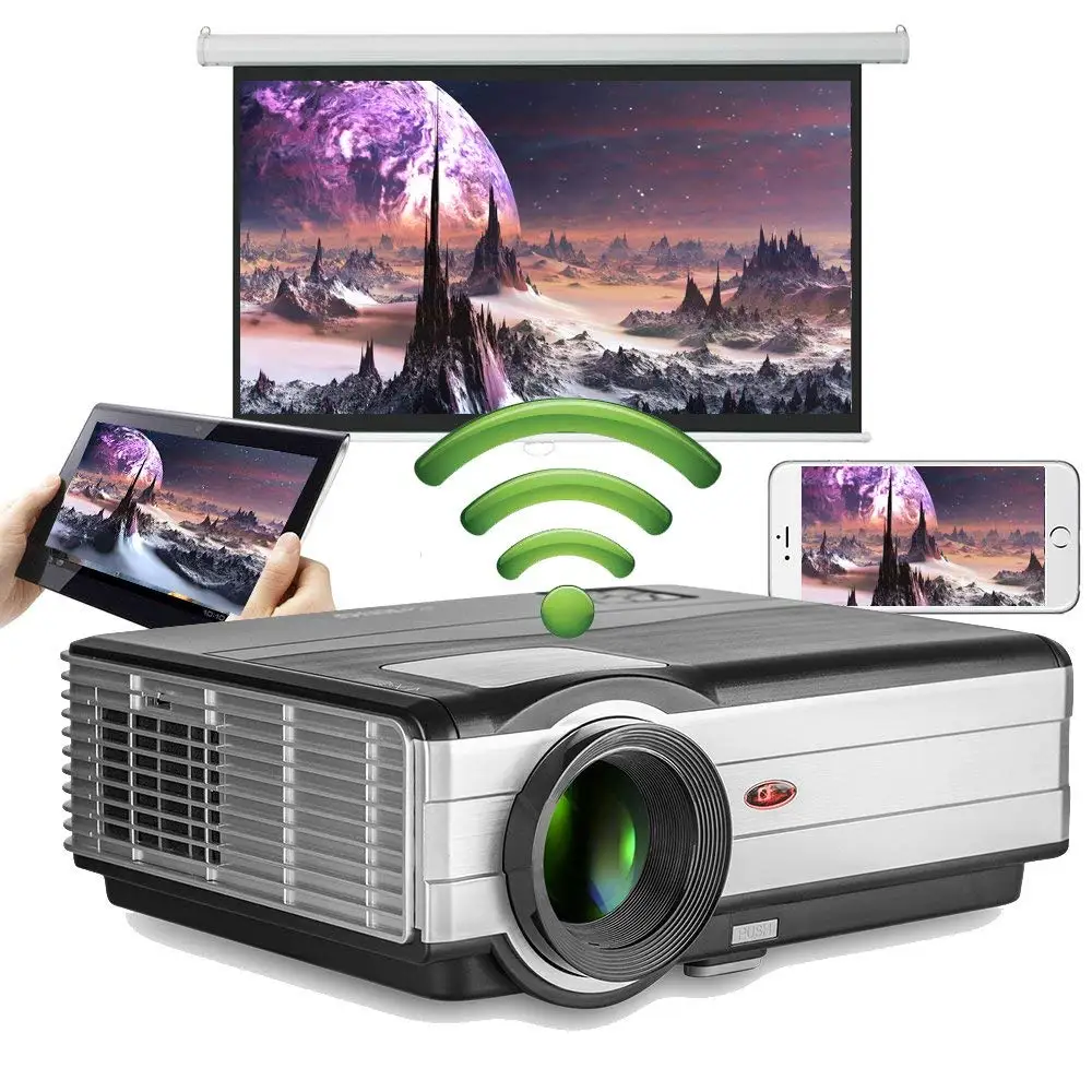 Android Wifi Home Theater Projector Manual Focus Keystone Full HD 1080P Daytime PK Laser Beam Projection Device