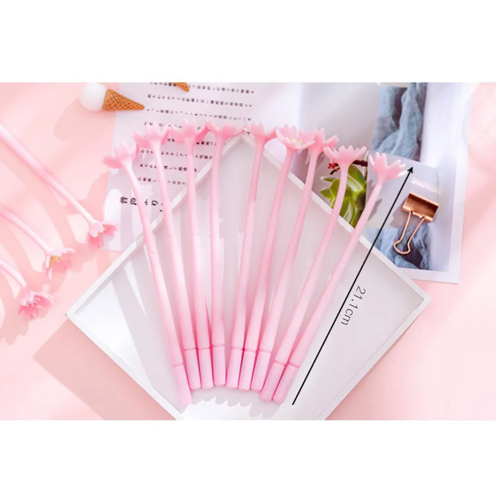 

10Pcs Aesthetic Flower Pen Smooth Gel Ink Pen Creative Design for Students Tool School Office Supplies