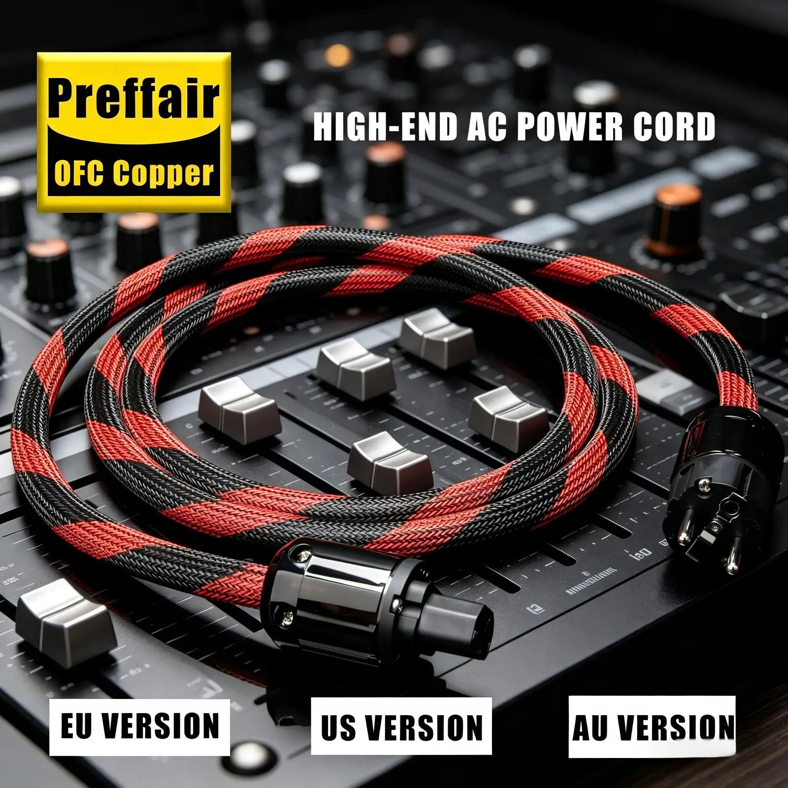 Кабель питания Preffair Hifi OFC EU для усилителя, 14AWG, аудиофильский, с родированным разъемом C15 IEC320