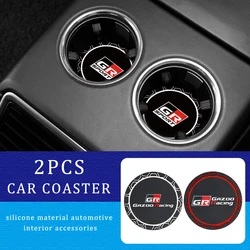 2PCS For Toyota GR GAZOO Racing GR-Sport Car-Styling Silica Gel Car Coasters Anti-slip Pad Auto Anti-skid Cup-Holder Accessories